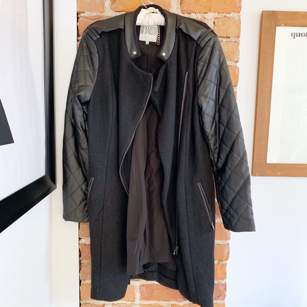 BB Dakota Melinda Black Wool Quilted Coat Size L